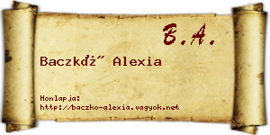 Baczkó Alexia névjegykártya